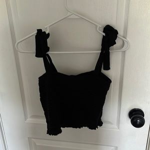 black tank top with bow tie straps